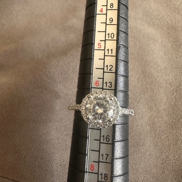 Halo CZ Engagement Ring Size 7 Sterling Silver Sparkly Bridal Travel Wedding - Picture 8 of 10